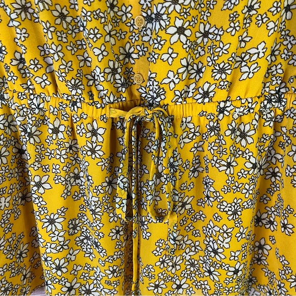 Lane Bryant Yellow Floral Drawstring Blouse Size 14 - Picture 4 of 7